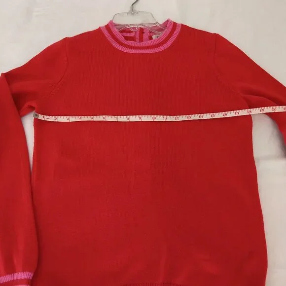 Boden Back Button Crewneck Red Sweater Size S - Picture 5 of 8